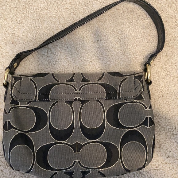 Black, gray, gold coach purse. Small scratch shown on buckle in picture. - Picture 4 of 8
